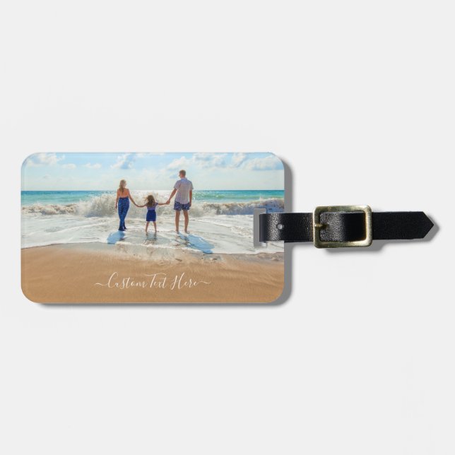 Upload Your Photo Luggage Tag Personalised Text (Front Horizontal)