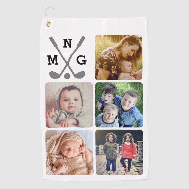 Upload your photo name monogrammed golf towel (Front)