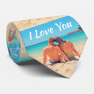 Upload Your Photo Neck Tie Gift Text - I Love You