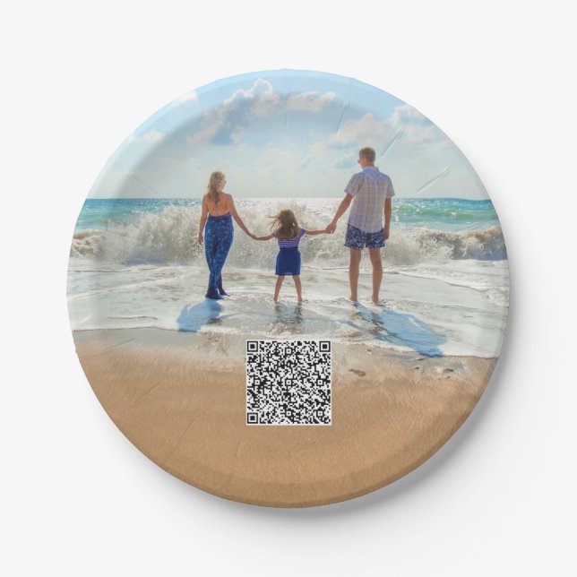 Upload Your Photo Paper Plates Add QR Code Scan (Front)