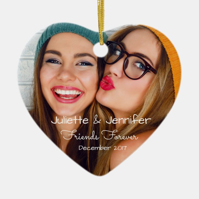 Upload your photo | personalise with names, dates ceramic ornament (Front)