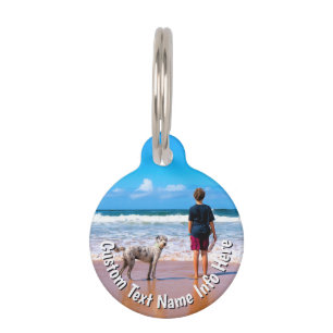 Upload Your Photo Pet ID Tag with Custom Text Name