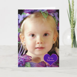 Upload your photo   pink, violet heart holiday card