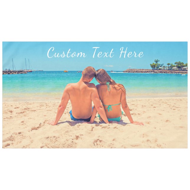 Upload Your Photo Tablecloth Gift with Custom Text (Front (Horizontal))