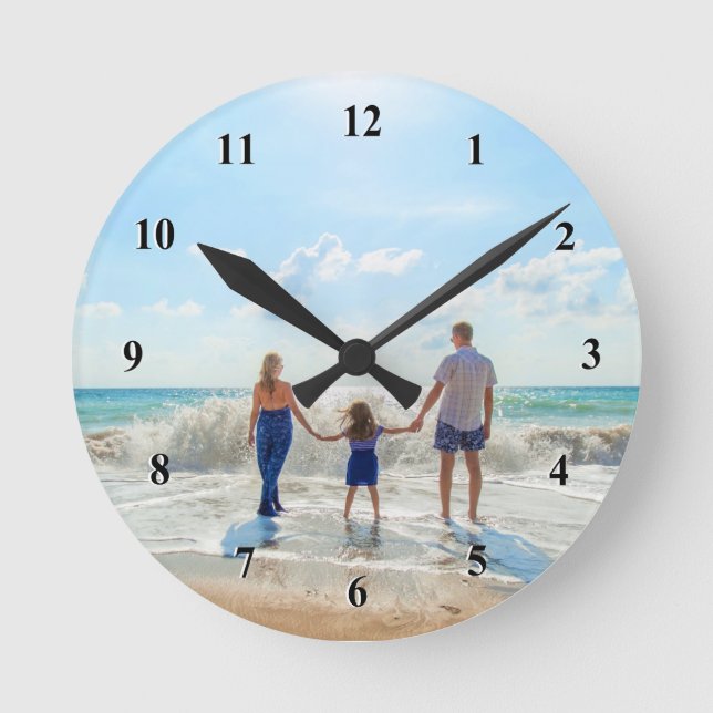 Upload Your Photo Wall Clock Create Family Gift (Front)