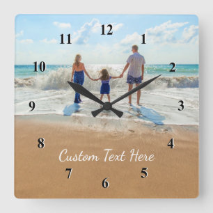 Upload Your Photo Wall Clock Gift Custom Text Name
