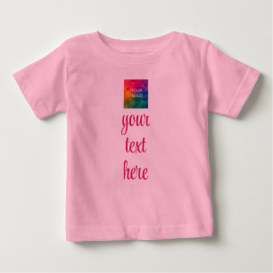 Upload Your Picture Add Text Trendy Template Pink Baby T-Shirt