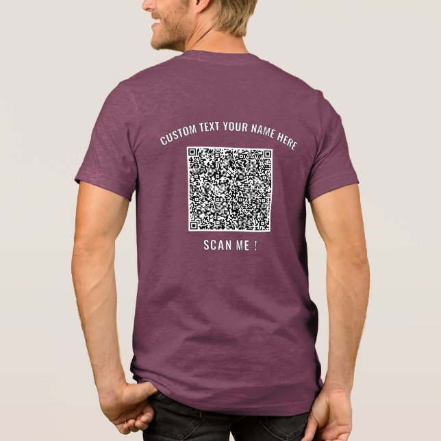 Upload Your QR Code Add Custom Text Personalised Tri-Blend Shirt (Back)