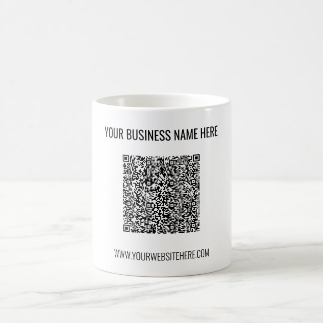 Upload Your QR Code Add Text Branded Coffee Mug (Center)