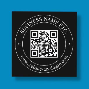 Upload Your QR code & Customisable Text Black Square Business Card