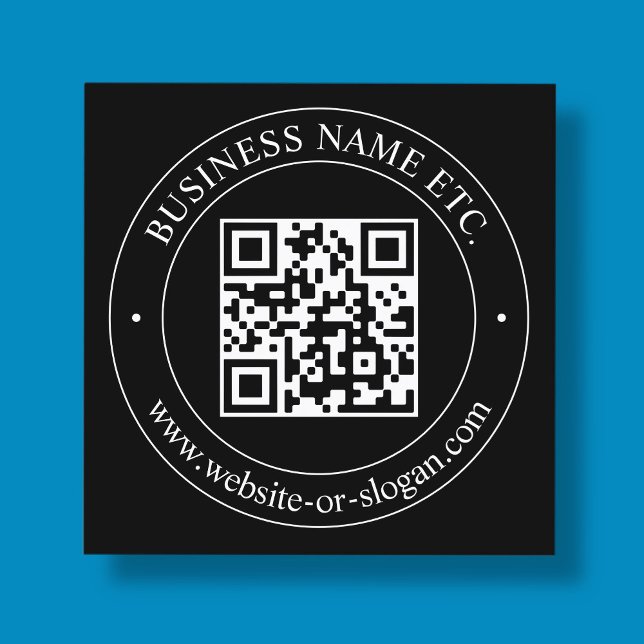 Upload Your QR code & Customisable Text | Black Square Business Card (Creator Uploaded)