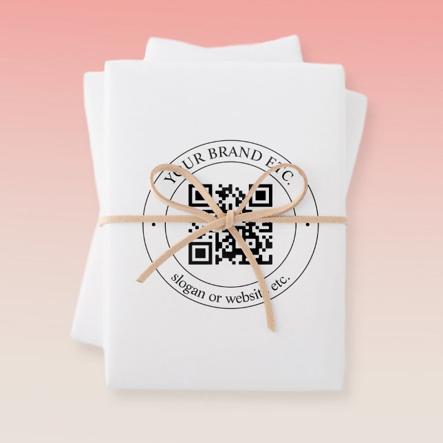 Upload Your QR Code & Editable Text Black White Wrapping Paper Sheet (Creator Uploaded)