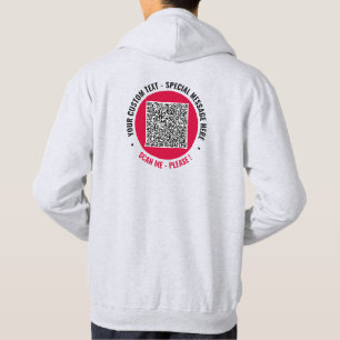 Upload Your QR Code Hoodie Example Add Text Info