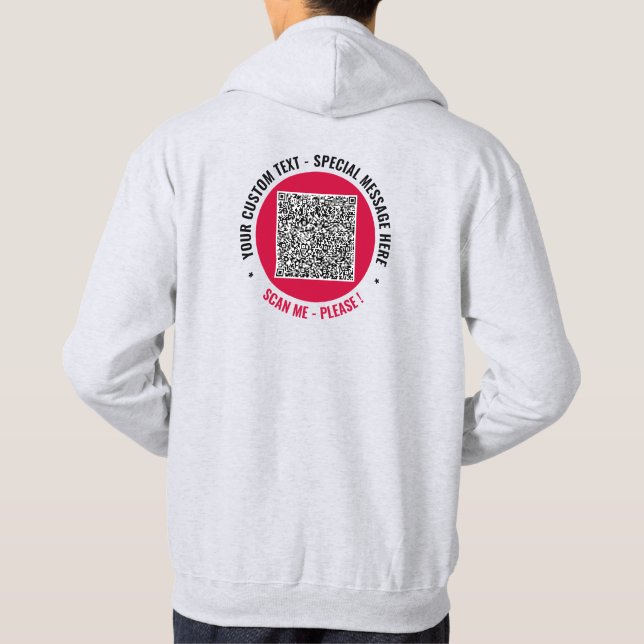 Upload Your QR Code Hoodie Example Add Text Info (Back)