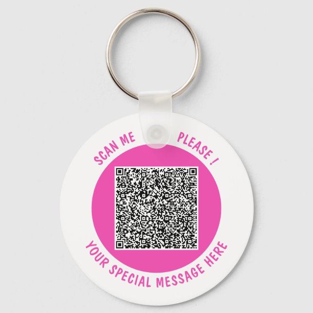 Upload Your QR Code Keychain Gift Add Custom Text (Front)
