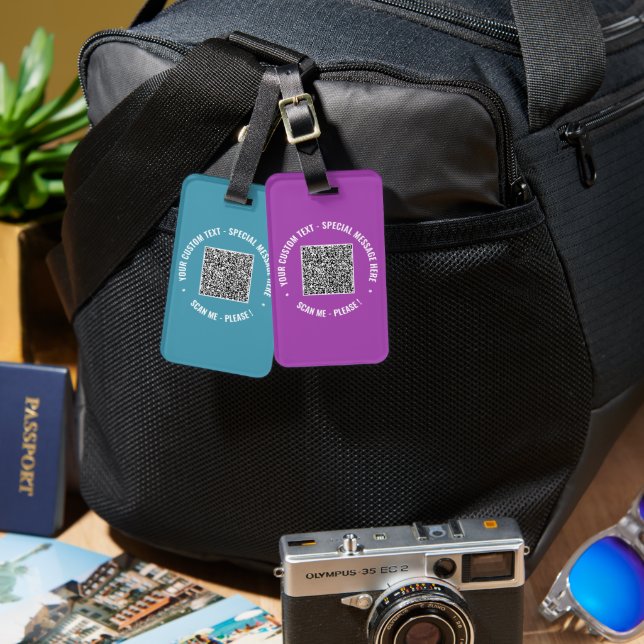 Upload Your QR Code Personalised Text Luggage Tag (Front & Back)