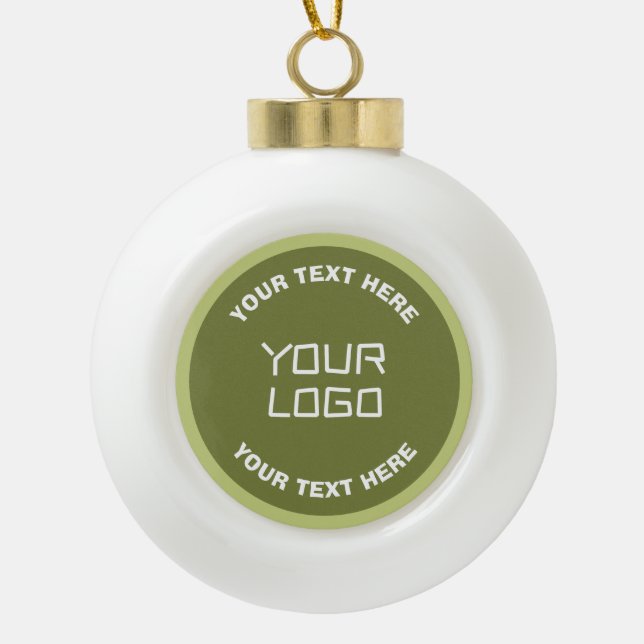 Uploaded Logo or Design & Editable Text Any Colour Ceramic Ball Christmas Ornament (Front)