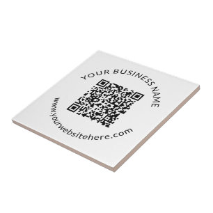 Uploaded QR code Template with Editable Text Ceramic Tile