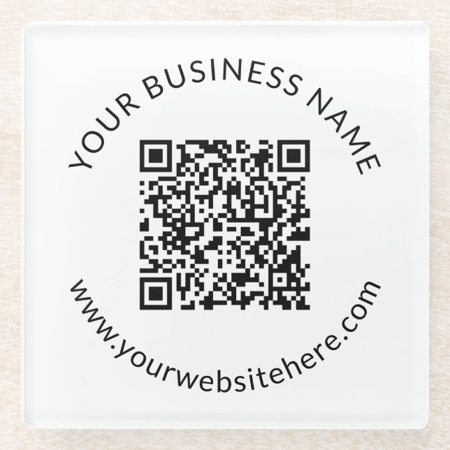 Uploaded QR code Template with Editable Text Glass Coaster (Front)