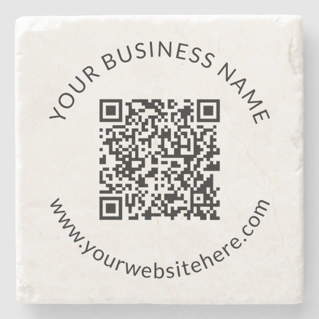 Uploaded QR code Template with Editable Text Stone Coaster (Front)