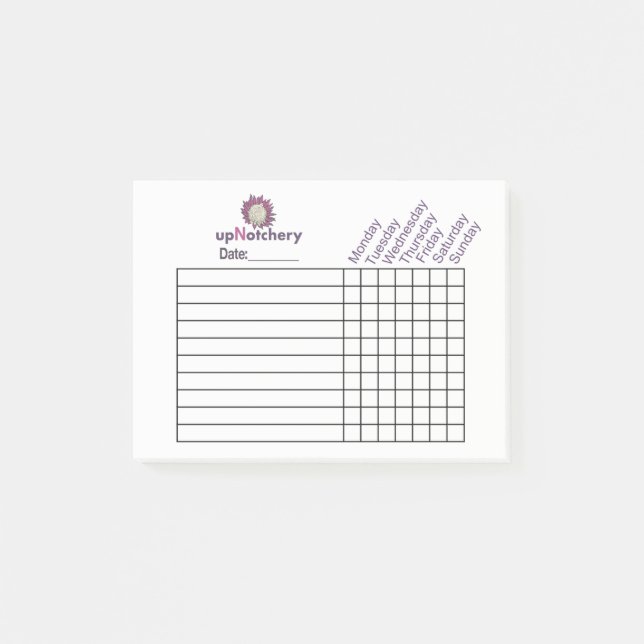 upNotchery Weekly Tracker Post-it Notes (Front)