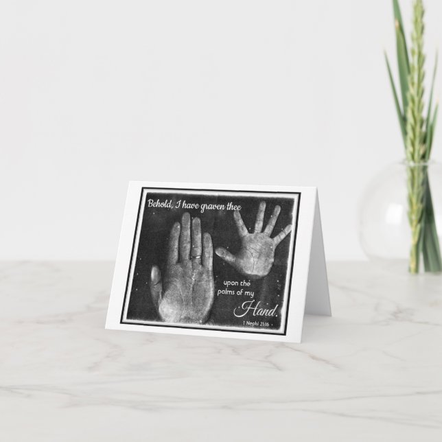 Upon the Palms of My Hand LDS Notecard (Front)