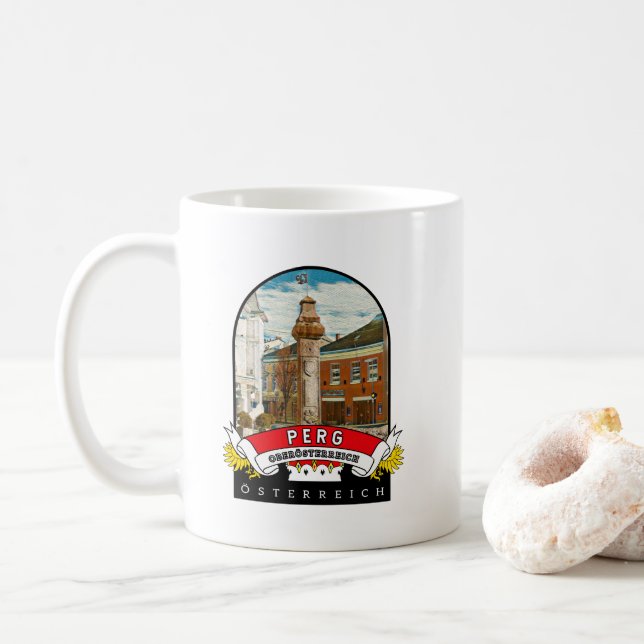 Upper Austria Perg Austria Souvenir Coffee Mug (With Donut)