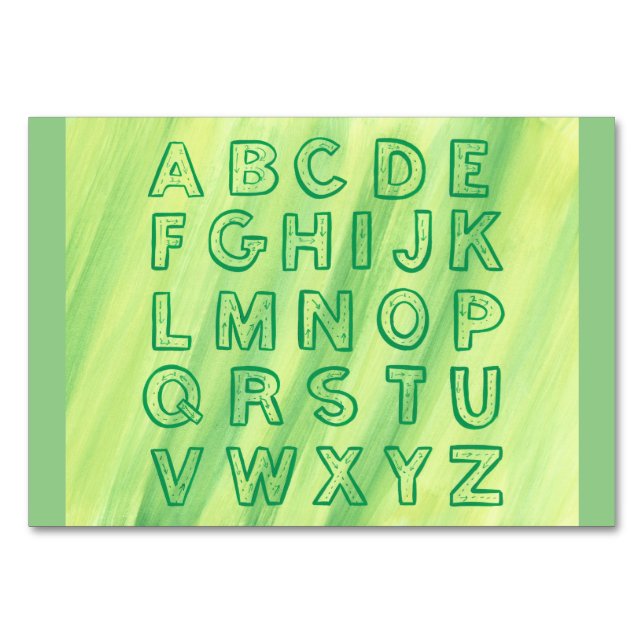 Upper Case Alphabet Tutorial Card Green Yellow (Front)