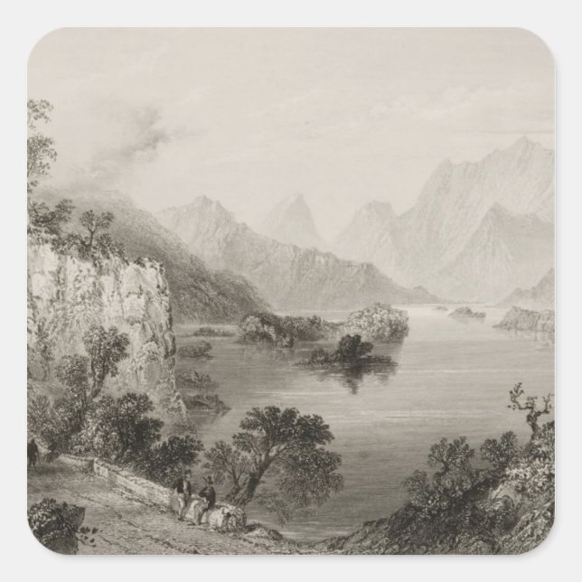 Upper Lake at Killarney, County Killarney, Square Sticker (Front)