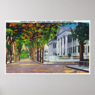 Upper Main Street View of Colonial Mansions Poster