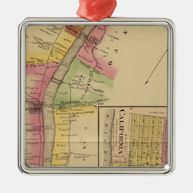 Upper Ohio River and Valley Metal Tree Decoration (Front)