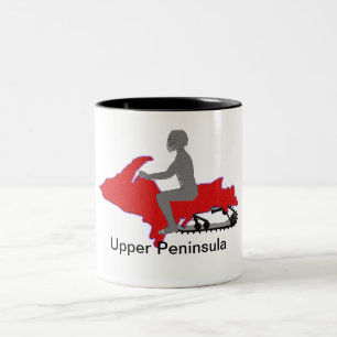 Upper Peninsula Snowmobile Two-Tone Coffee Mug