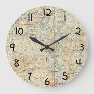 Upper Saranac Lake Detail from Old Topographic Map Large Clock