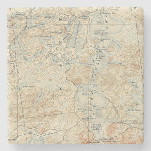 Upper Saranac Lake Detail from Old Topographic Map Stone Coaster
