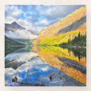 Upper Two Medicine Lake at Sunrise Glass Coaster