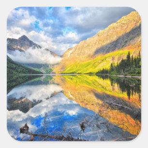 Upper Two Medicine Lake at Sunrise Square Sticker