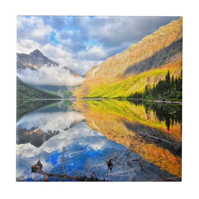 Upper Two Medicine Lake at Sunrise Tile (Front)
