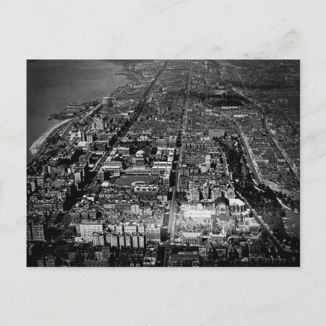 Upper West Side New York City Aerial View 1928 Postcard (Front)