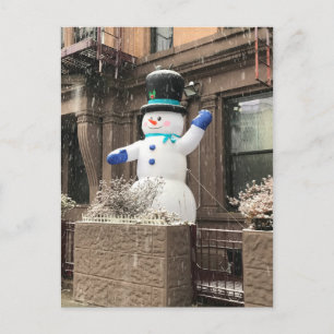 Upper West Side Snowman New York City NYC Snow Postcard