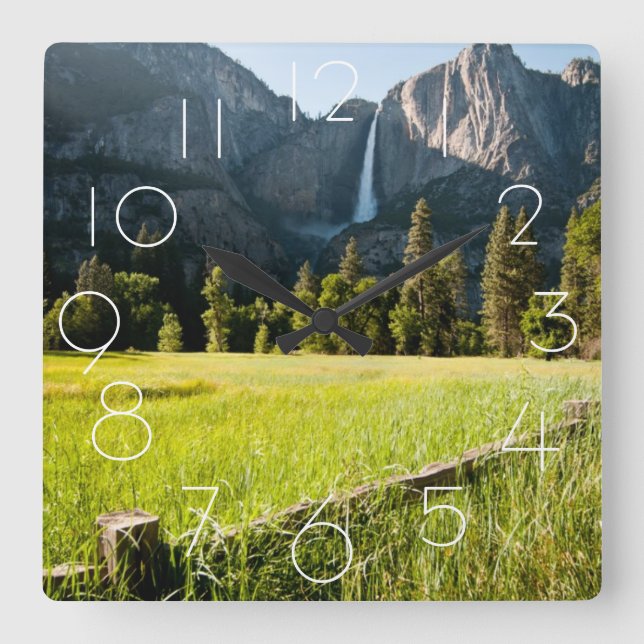 Upper Yosemite Falls Square Wall Clock (Front)