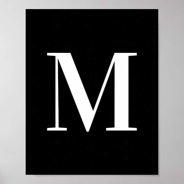 Uppercase Letter M Monogram White and Black Poster (Front)