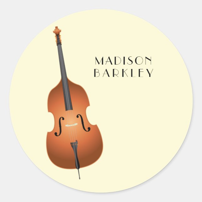 Upright Bass Music Teacher Jazz Classic Round Sticker (Front)
