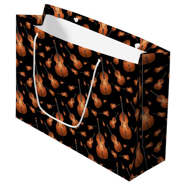 Upright Bass Musician Music Teacher Jazz Band Large Gift Bag (Front Angled)