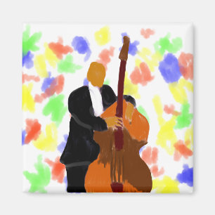 Upright bass player painting magnet