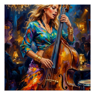 	Upright Bass Rhythm - Impressionist Jazz Musici Poster