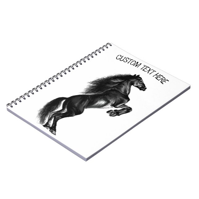 Upright Black Horse Notebook with Custom Text (Left Side)