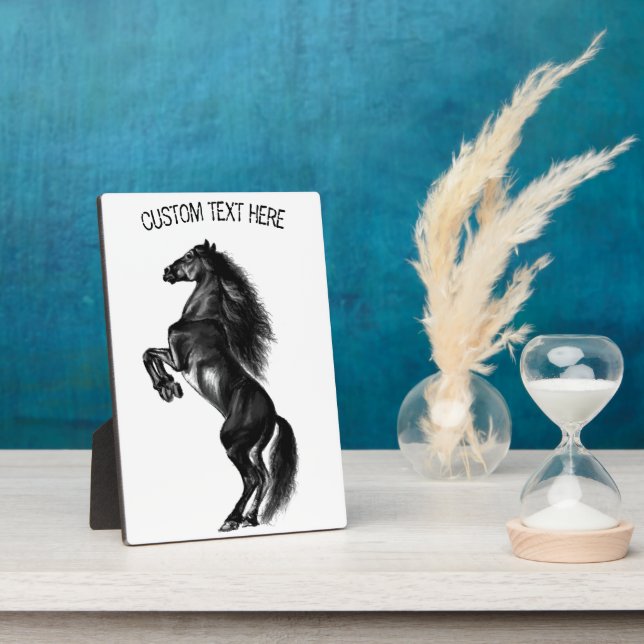 Upright Black Horse Plaque with Custom Text (Side)