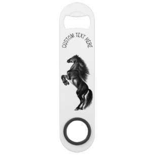 Upright Black Wild Horse Bar Key with Custom Text