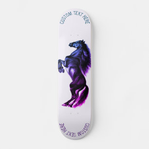 Upright Black Wild Horse Drawing - Add Text /Colou Skateboard