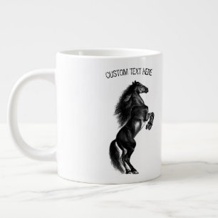 Upright Black Wild Horse Mug with Custom Text